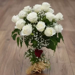 Özel Tasarım Beyaz Gül Buketi-BK13
