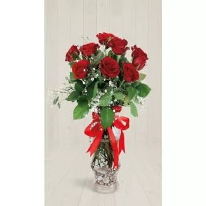 11 ADET KIRMIZI GÜL CAM VAZO-CV66